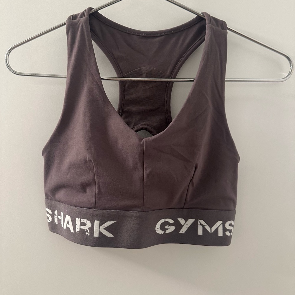 Gymshark‎ Elastic Band Stretch Mesh Back Athletic Sports Bra | Gray | M